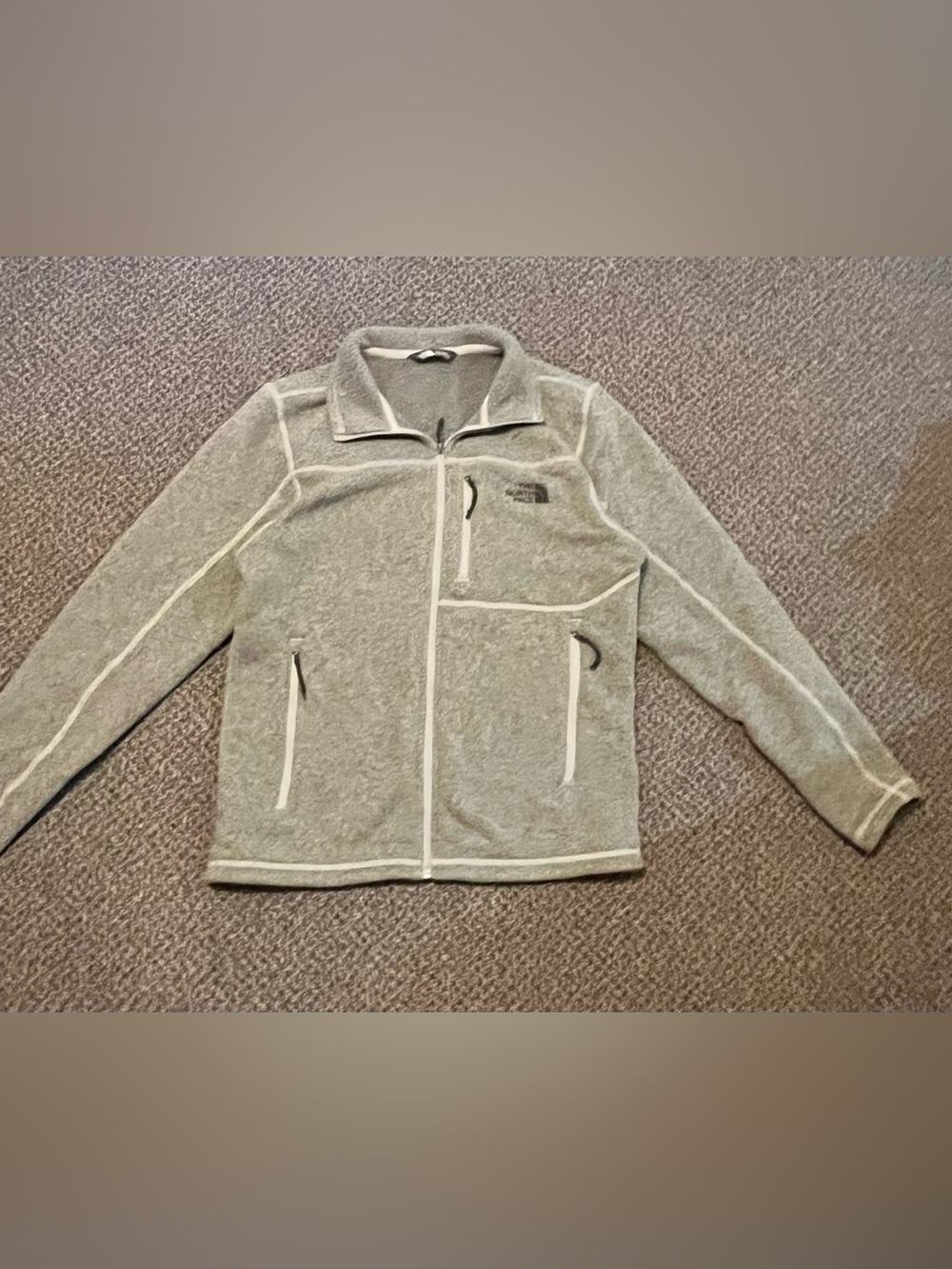 The North Face Light Gray Full-Zip Fleece Performance Jacket